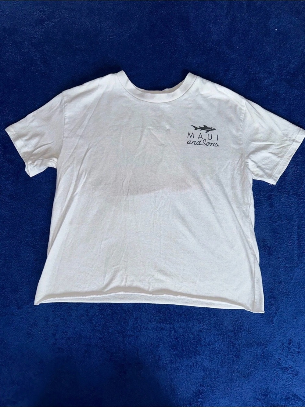 Maui And Sons Womens White Crop Shark Tee TShirt Top Size XS